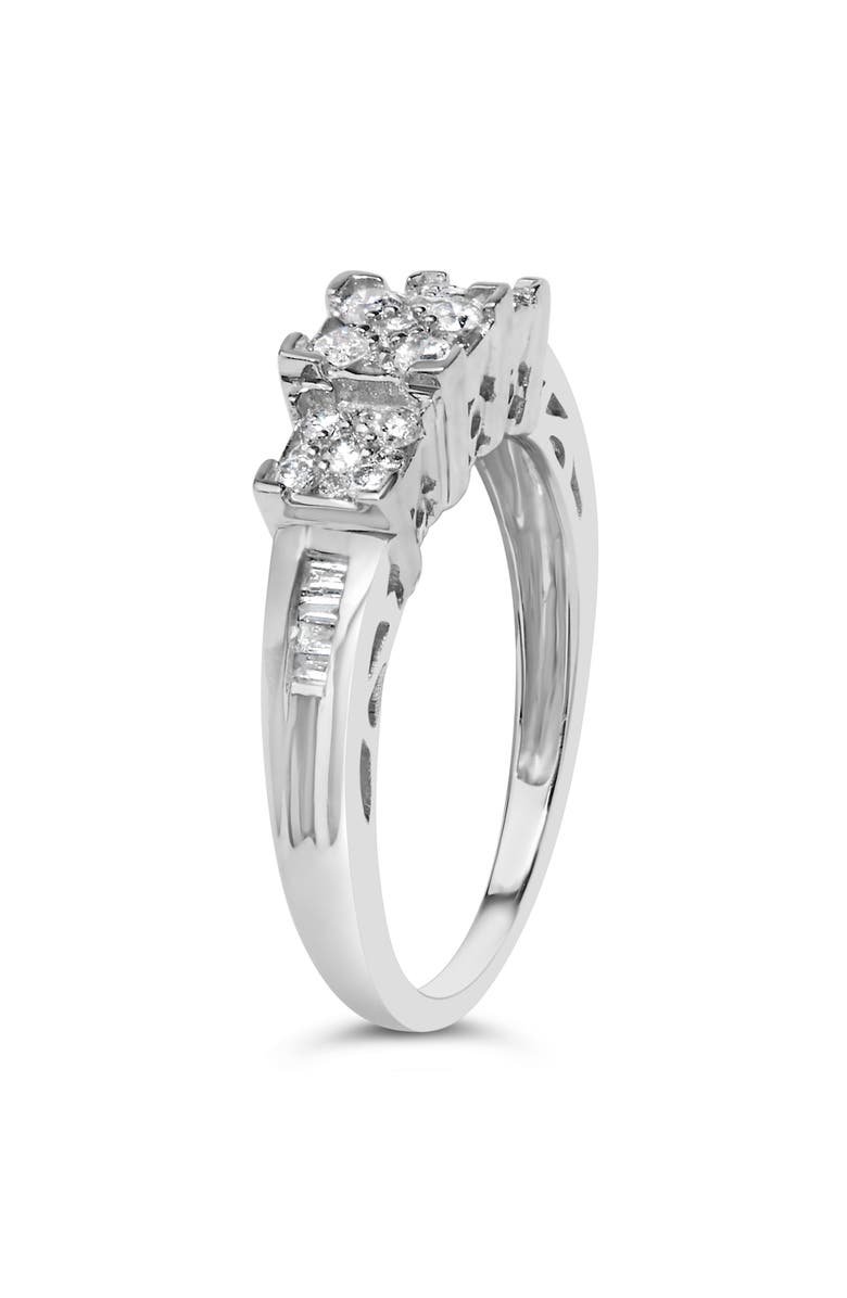 Haus of Brilliance 10K White Gold 1/2Cttw Diamond 3 Square Clusters Engagement Ring, Main, color, White Gold