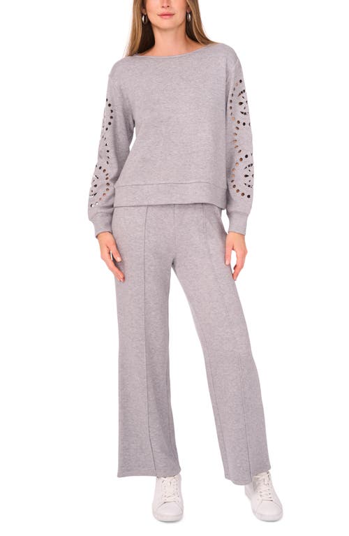 Vince Camuto Eyelet Sleeve Sweatshirt In Gray