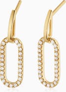 Oradina 10K Yellow Gold Venice Link Diamond Drop Earrings