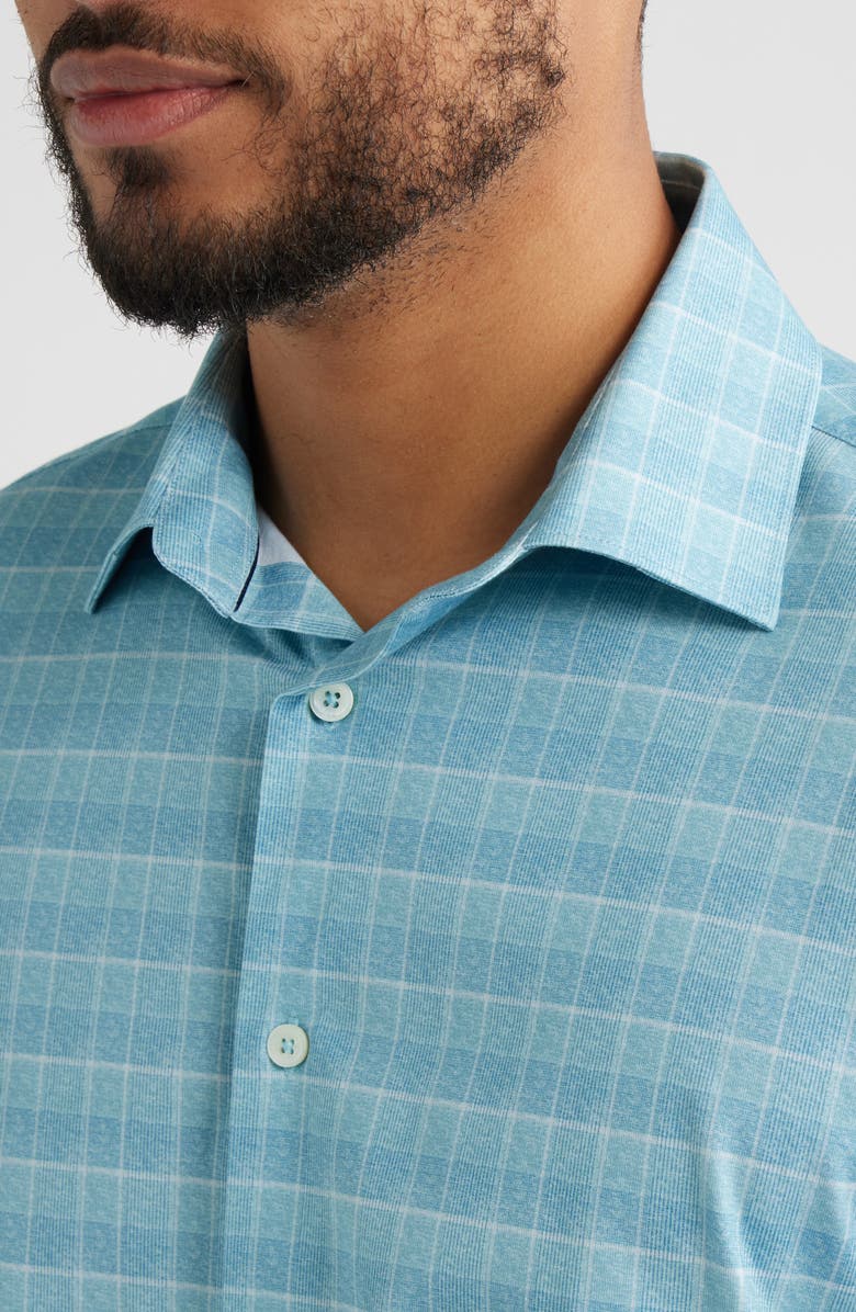 Bugatchi James OoohCotton<sup>®</sup> Check Print Button-Up Shirt, Alternate, color, Teal