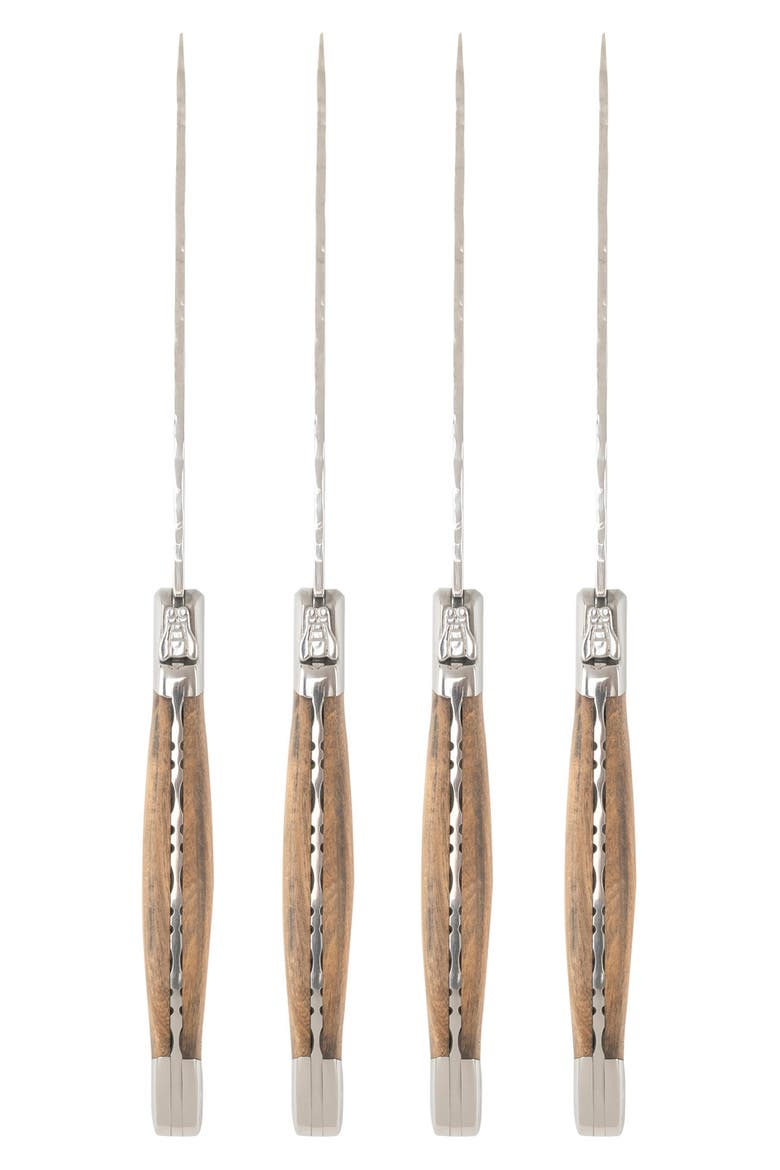 Set of 4 Laguiole Connoisseur BBQ Steak Knives, Alternate, color, OLIVEWOOD