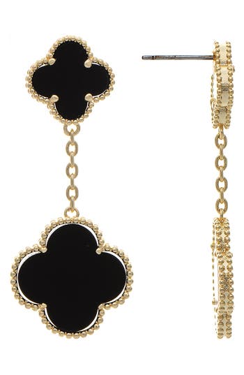Rivka Friedman 18k Gold Clad Double Clover Drop Earrings In 18k Gold Clad