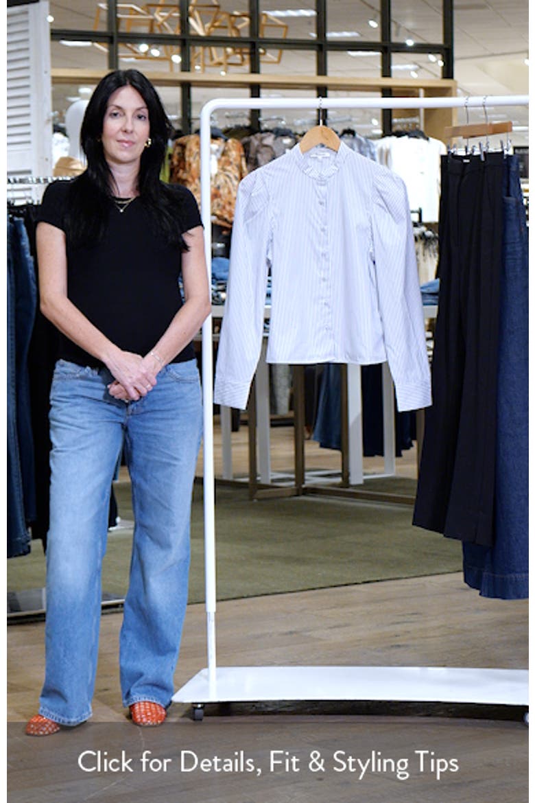 Paulina Stripe Cotton Poplin Band Collar Button-Up Shirt video