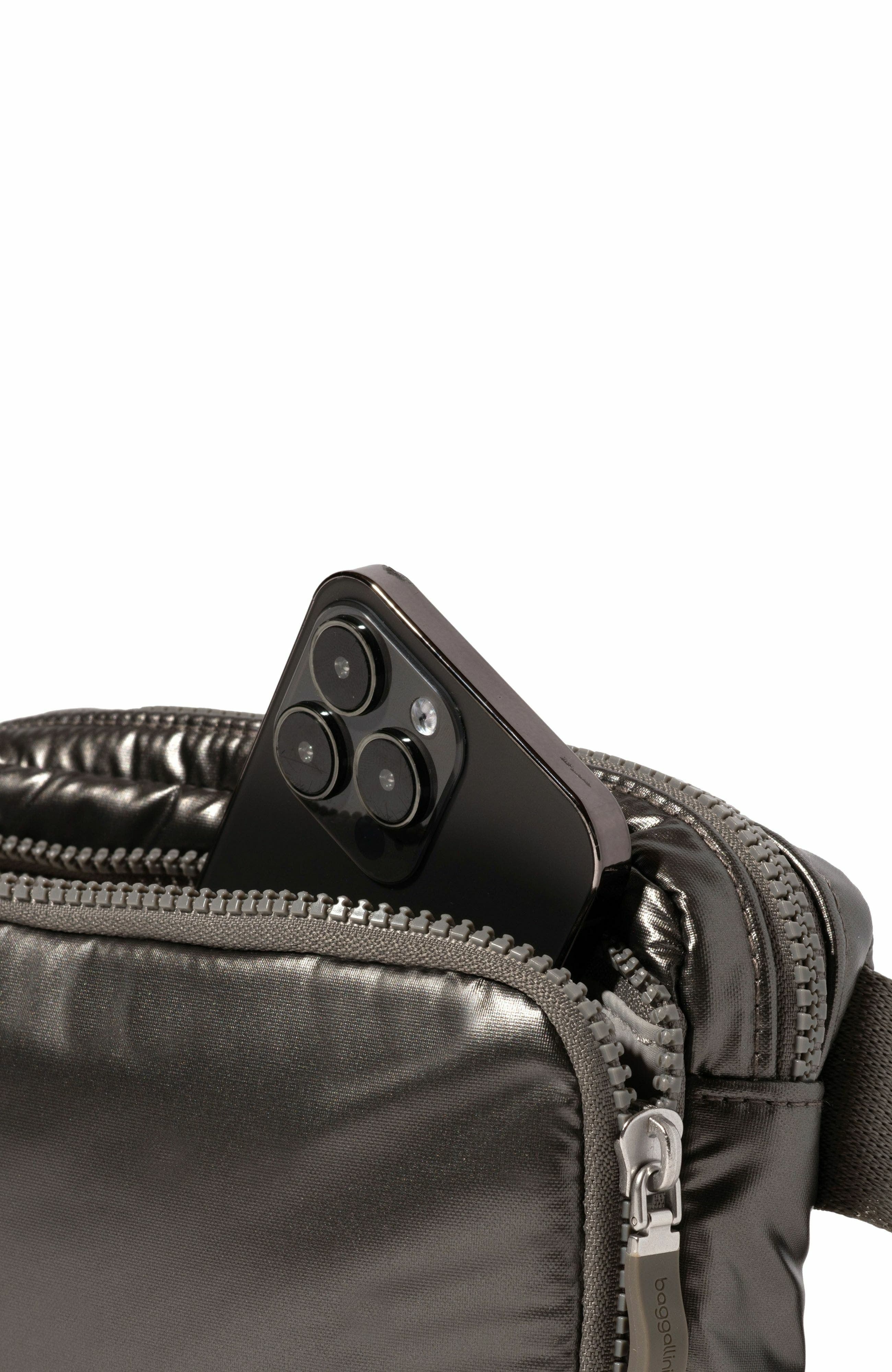 BAGGALLINI Modern Belt Bag Sling, Alternate, color, Gunmetal Puff