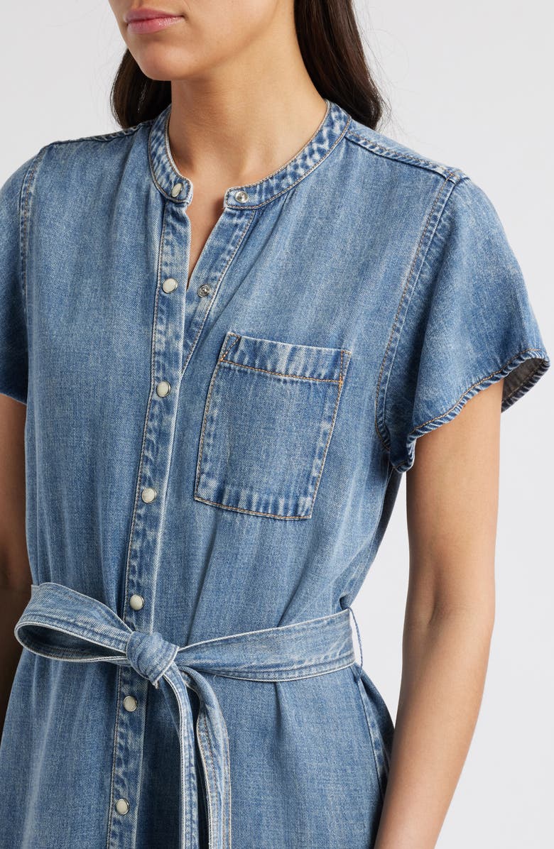 Rails Kahlo Ruffle Hem Denim Midi Dress, Alternate, color, Mid Blue