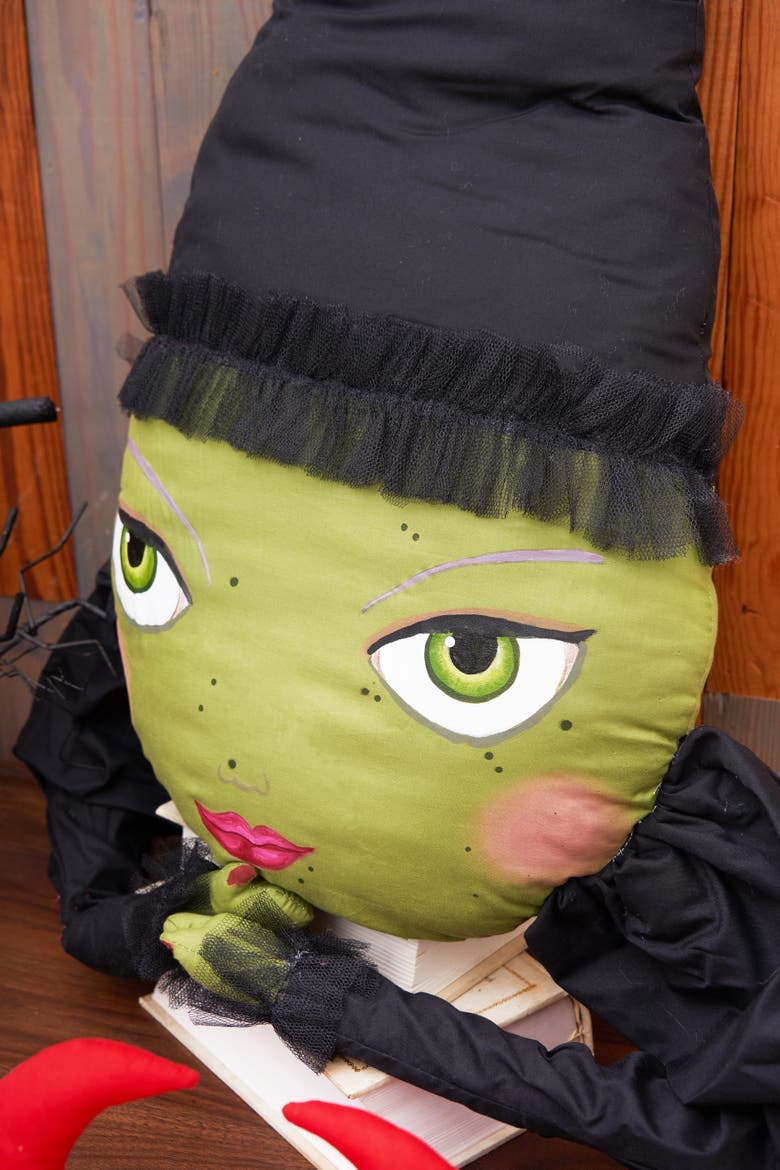 Resting Witch Face Zombinaland Halloween Decorative Soft Figurine Pillow, Alternate, color, Black