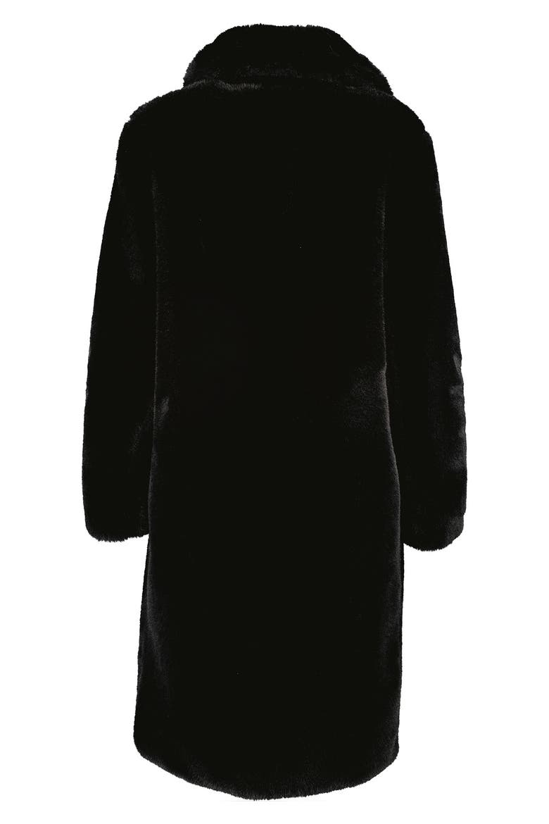 Savannah Faux Fur Longline Coat, Alternate, color, BLACK