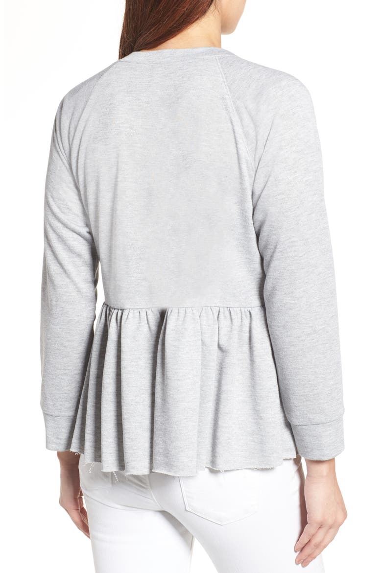 Peplum Sweatshirt, Alternate, color, HEATHER LIGHT GREY