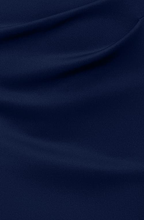 Xscape Evenings Cascade Ruffle Off The Shoulder Scuba Crepe Cocktail Midi Dress In Midnight