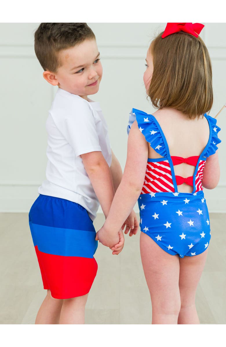 RuggedButts Toddler UPF50+ Americana Swim Trunks, Alternate, color, 