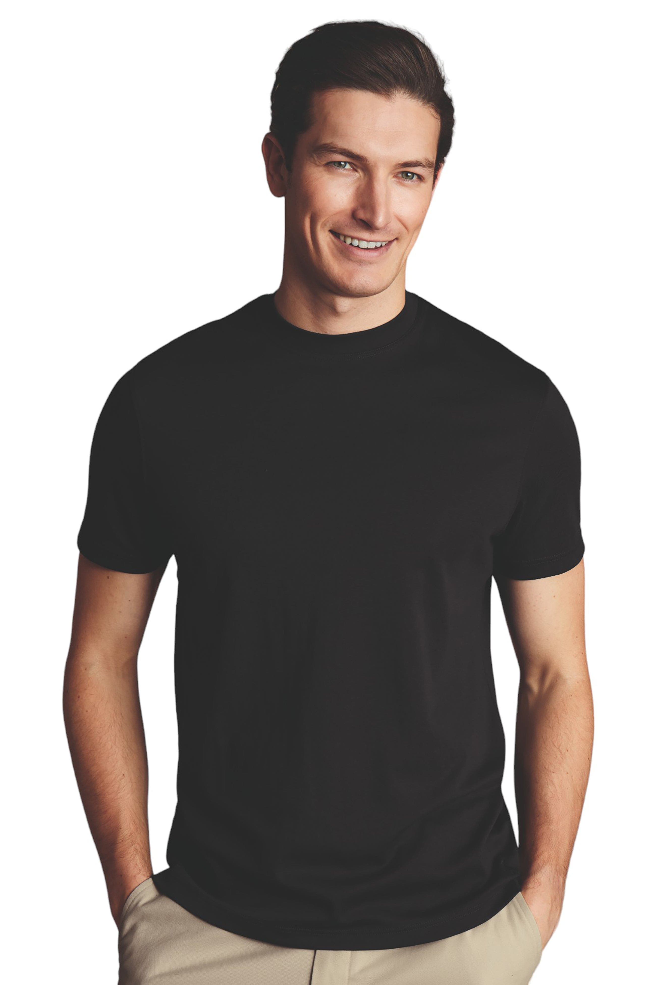 Charles Tyrwhitt Cotton Jersey Short Sleeve Tyrwhitt Tee in Black 