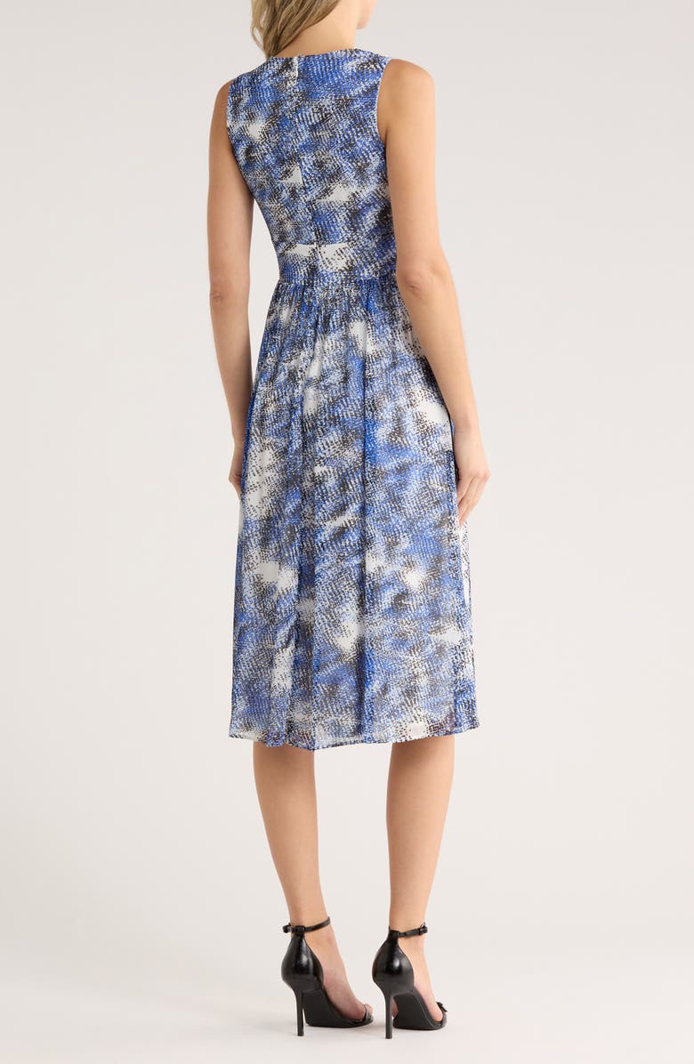 DKNY V-Neck Sleeveless Fit & Flare Midi Dress, Alternate, color, Black/ Blue