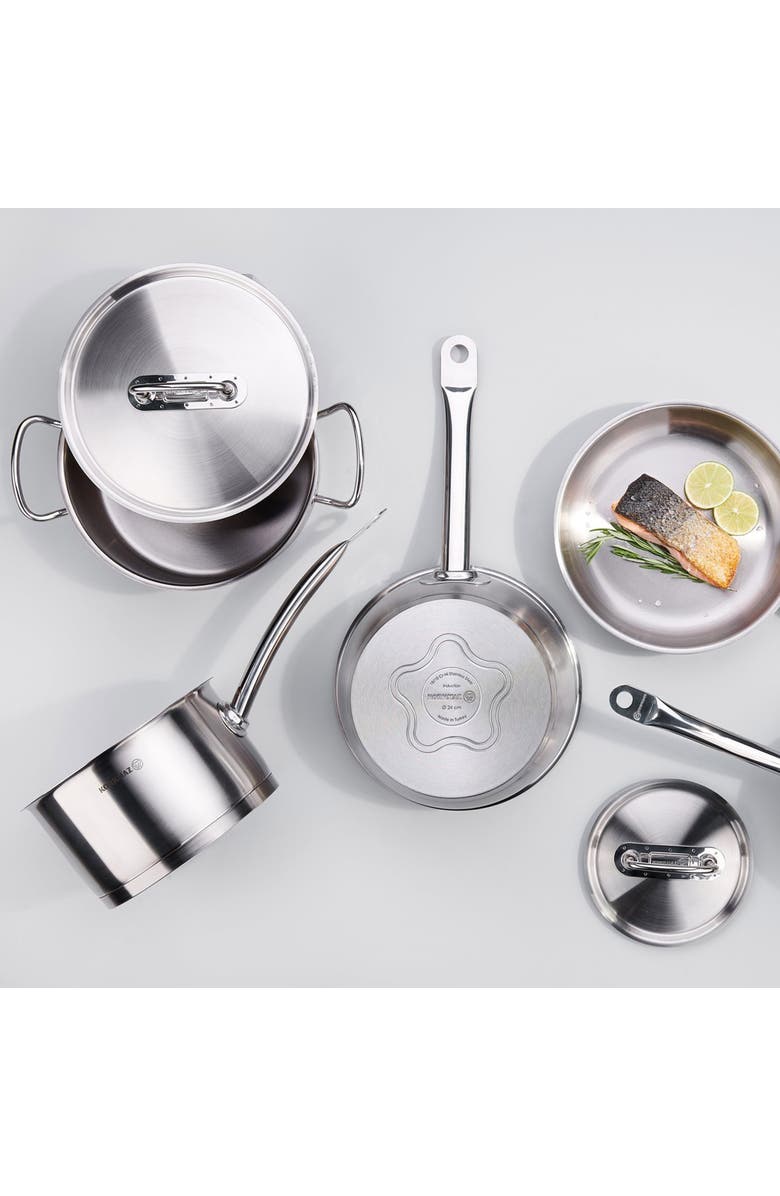 Korkmaz Proline Professional Series 4.5 Liter Stainless Steel Low Casserole with Lid, Alternate, color, Metallic Silver