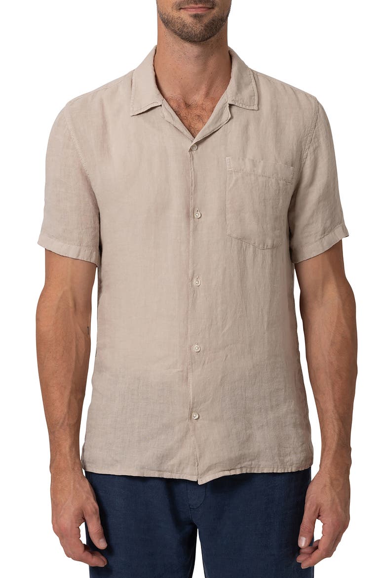 Linen Camp Shirt, Main, color, SAND