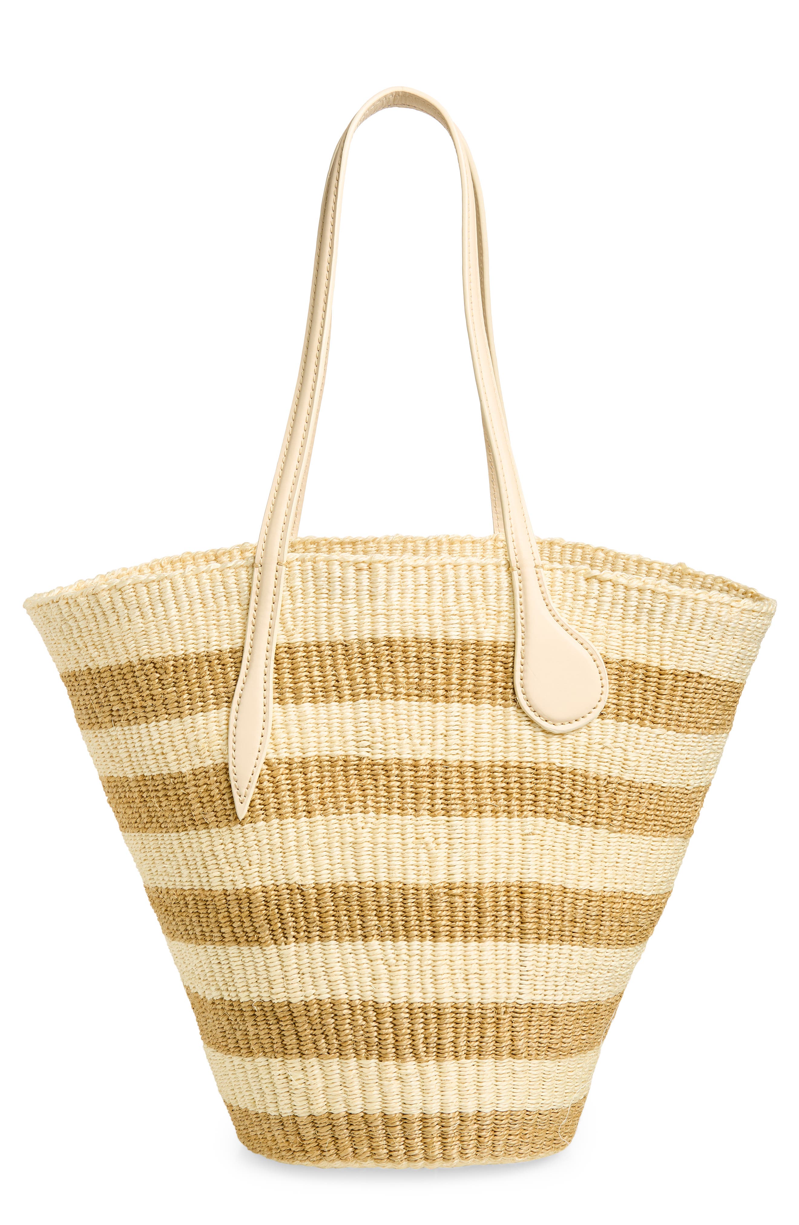 LIFFNER Straw Basket Tote, Main, color, Cream Beige Striped