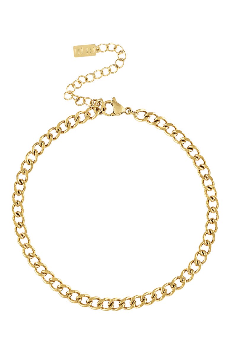 BEN ONI Curb Chain Anklet, Main, color, Gold
