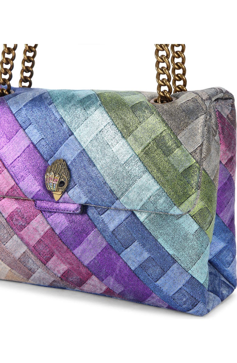 Kurt Geiger London Large Kensington Rainbow Denim Shoulder Bag, Alternate, color, Pastel Multi