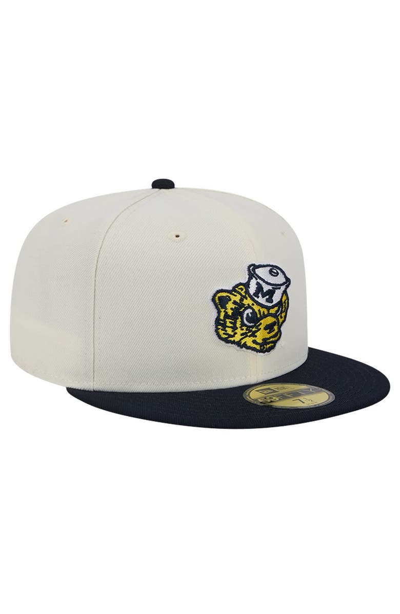 New Era Men's New Era Michigan Wolverines Chrome White Vintage 59FIFTY Fitted Hat, Alternate, color, 