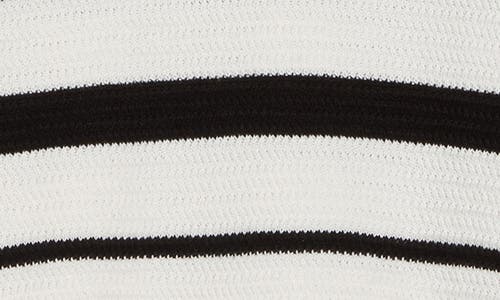 Adrianna Papell Stripe Texture Johnny Collar Polo Sweater In White