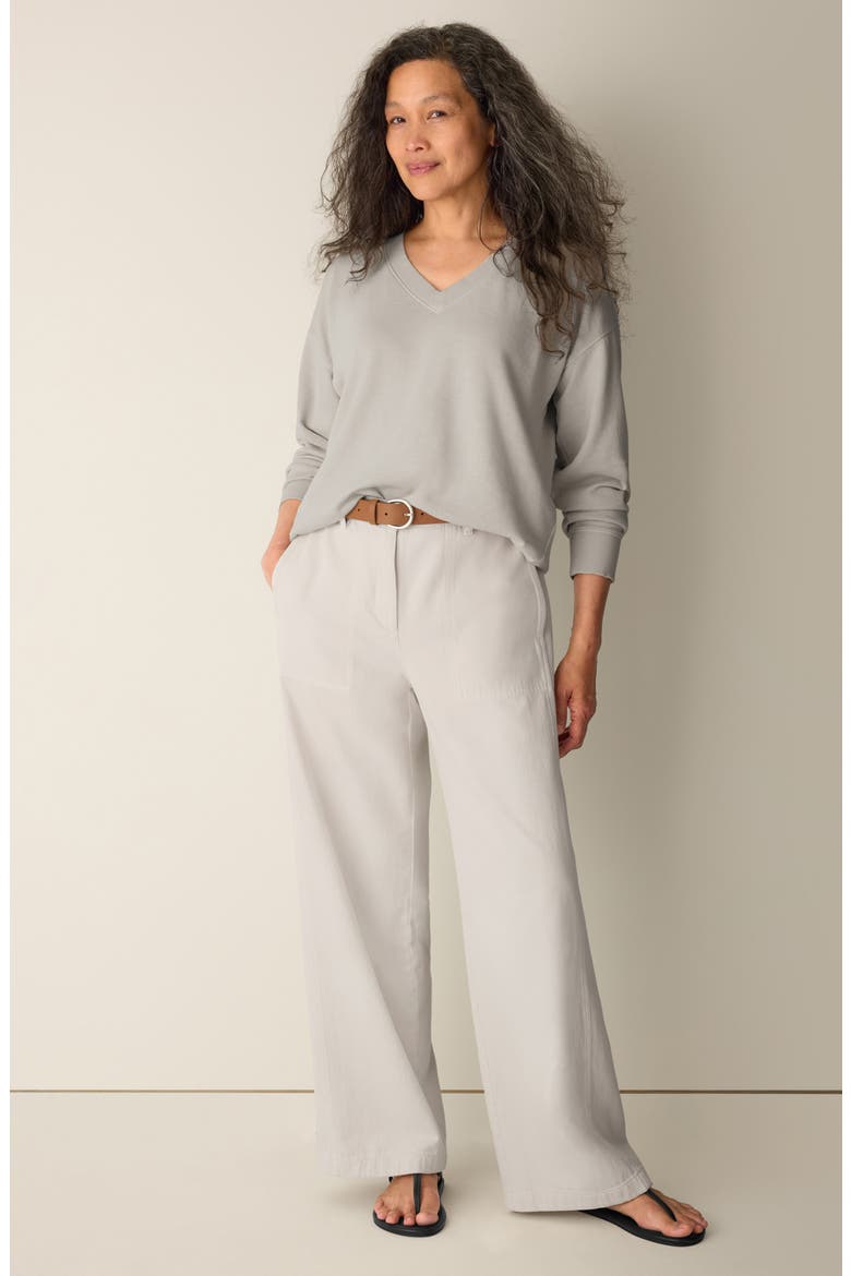 High Waist Wide Leg Organic Cotton Pants, Alternate, color, PALE STRIPE
