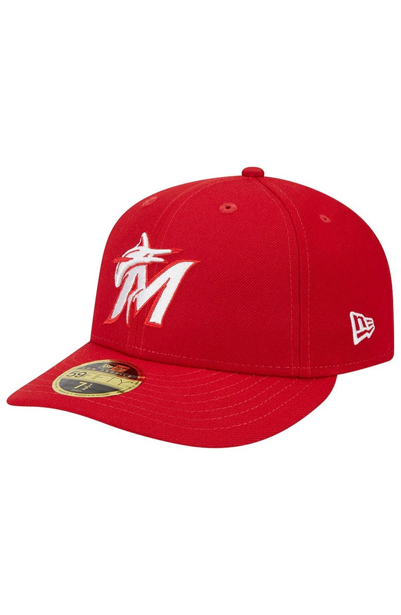 New Era Men's New Era Scarlet Miami Marlins Low Profile 59FIFTY Fitted Hat, Main, color, Scarlet
