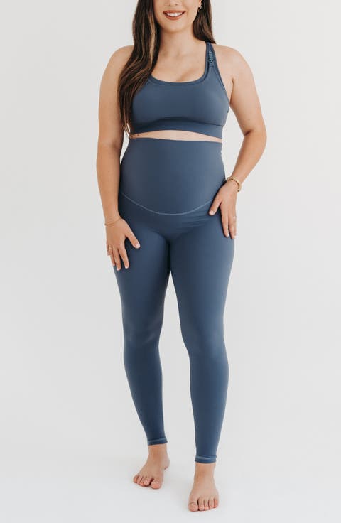 Women's Athletic Maternity Legging with Scrunch Butt Design and Supportive Belly Band