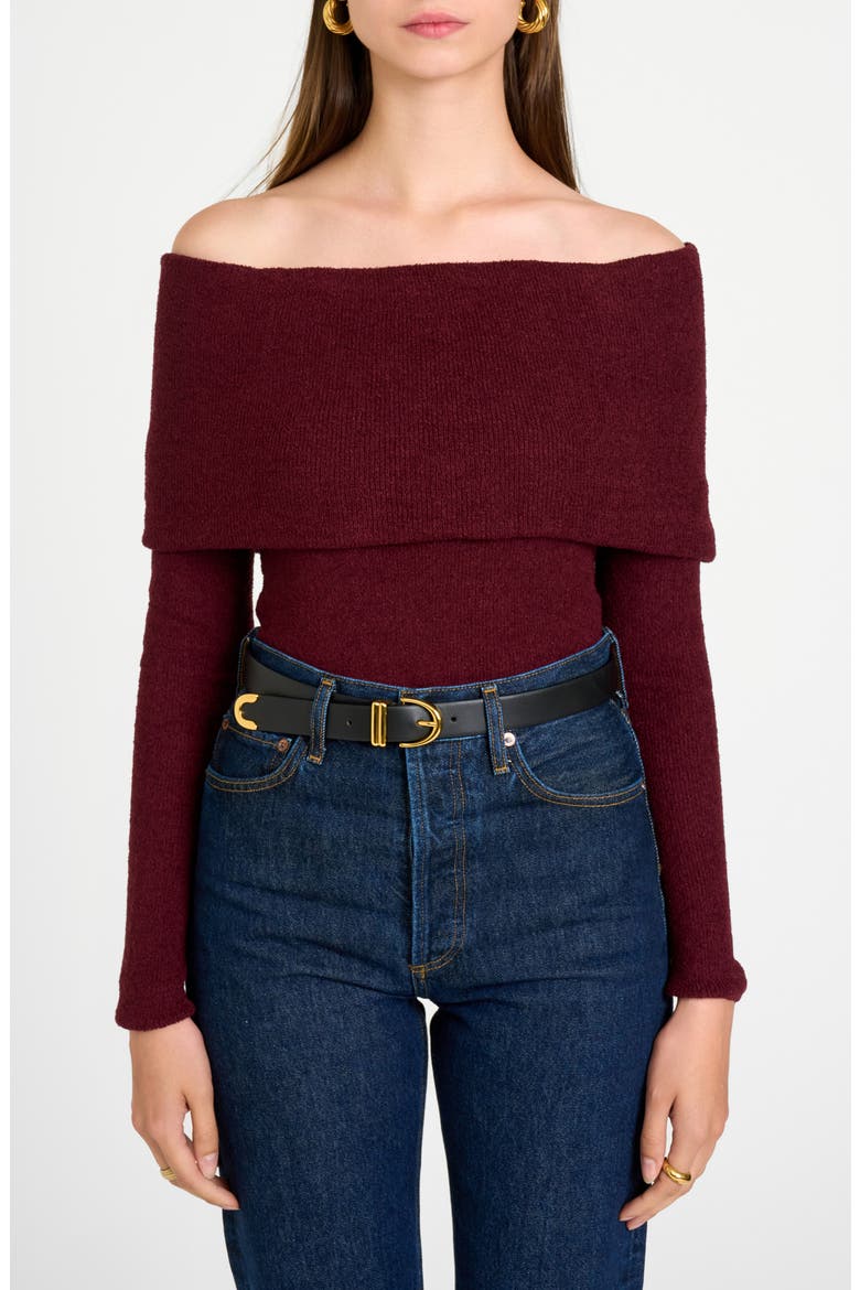 Morgan Off the Shoulder Sweater, Main, color, DARK MERLOT