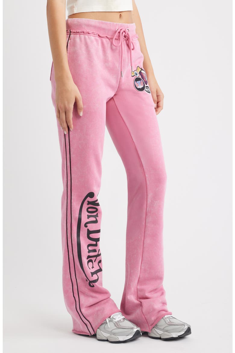 Low Rise Flared Raw Hem Sweatpants, Alternate, color, CHATEAU ROSE VINTAGE ACID WASH
