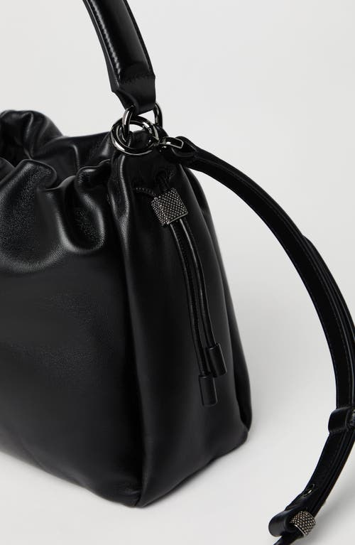 Brunello Cucinelli Small Soft Leather Mellow Bucket Bag In Black