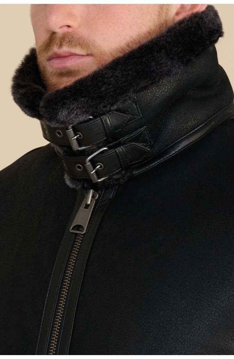 Furniq UK Frederick Shearling Aviator Jacket, Alternate, color, Black / Brissa Wool