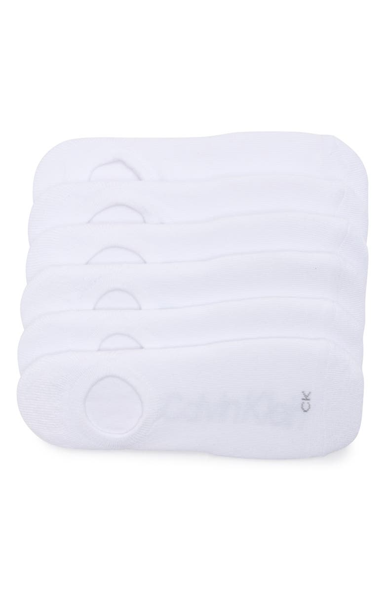 Calvin Klein 6-Pack Liner Socks, Main, color, White