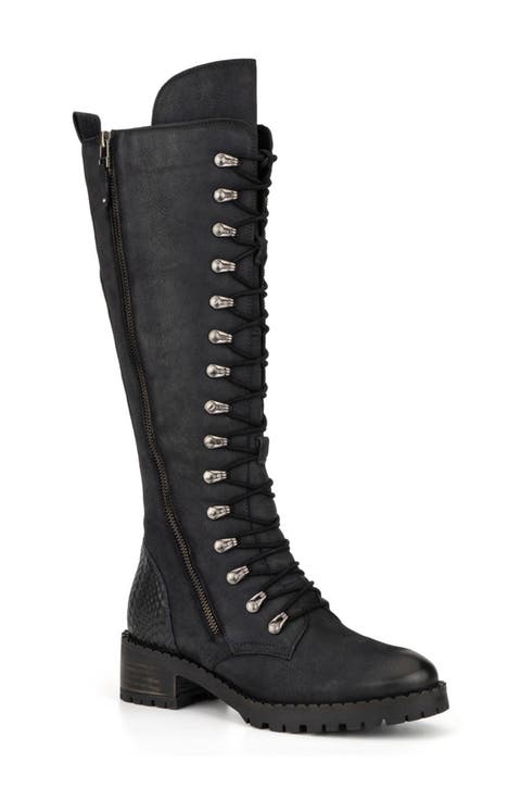 Henrietta Tall Leather Lace-Up Boot