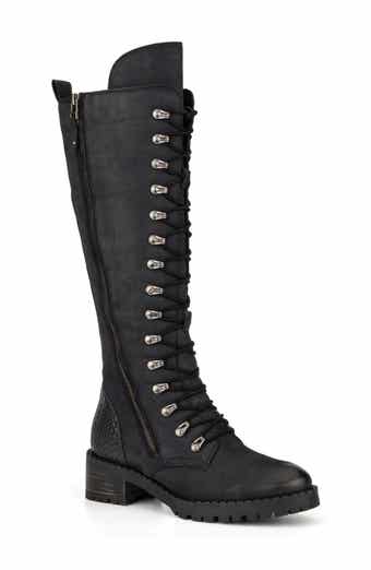 Henrietta Tall Leather Lace-Up Boot