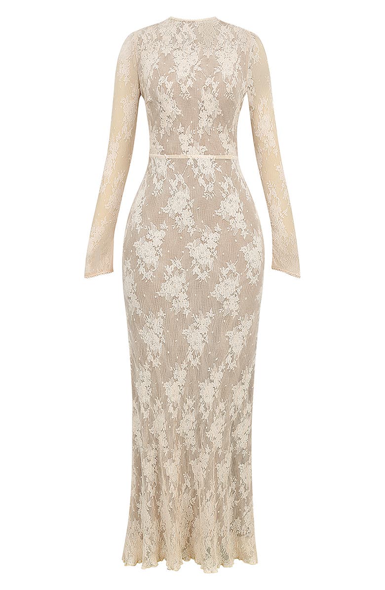 HOUSE OF CB Isoline Lace Long Sleeve Gown, Alternate, color, Tender Peach