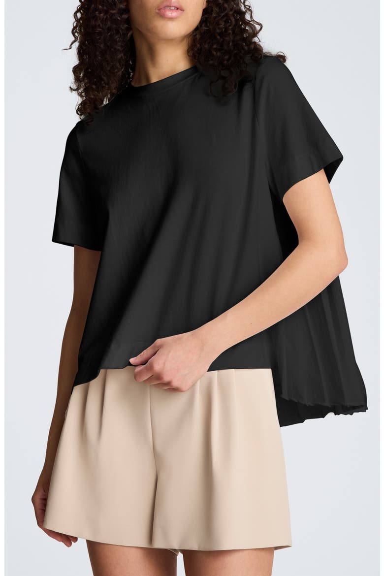 High/Low Pleat Back Top, Main, color, BLACK
