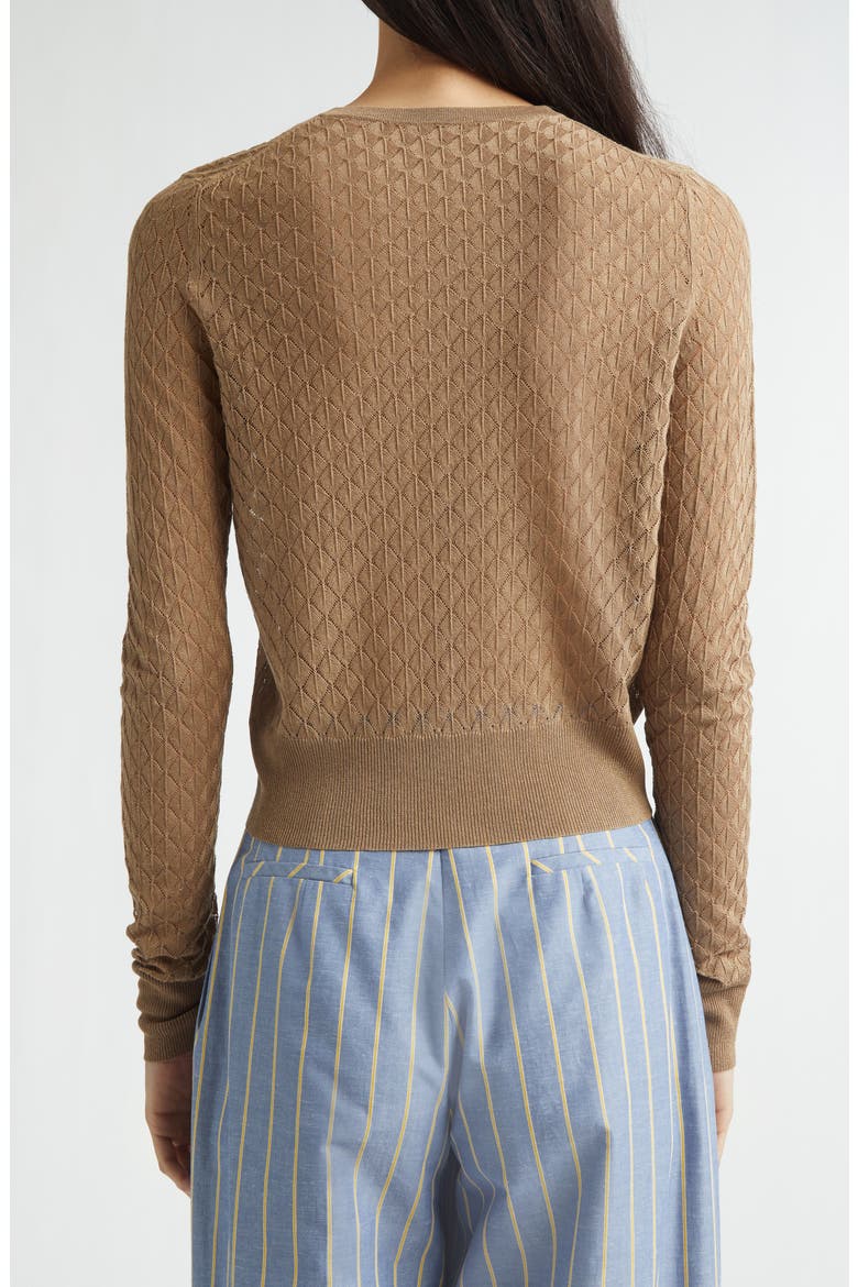 Crop Pointelle Cardigan, Alternate, color, MOCHA