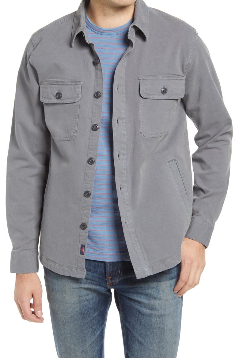 CPO Unlined Stretch Cotton Shirt Jacket, Main, color, RUGGED GREY