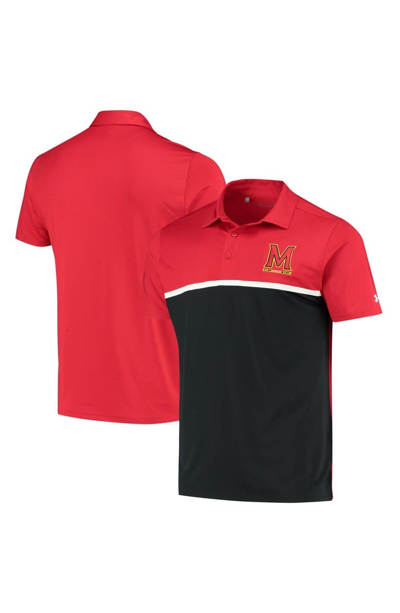 Under Armour Men's Under Armour Black/Red Maryland Terrapins Game Day Performance Polo, Main, color, 