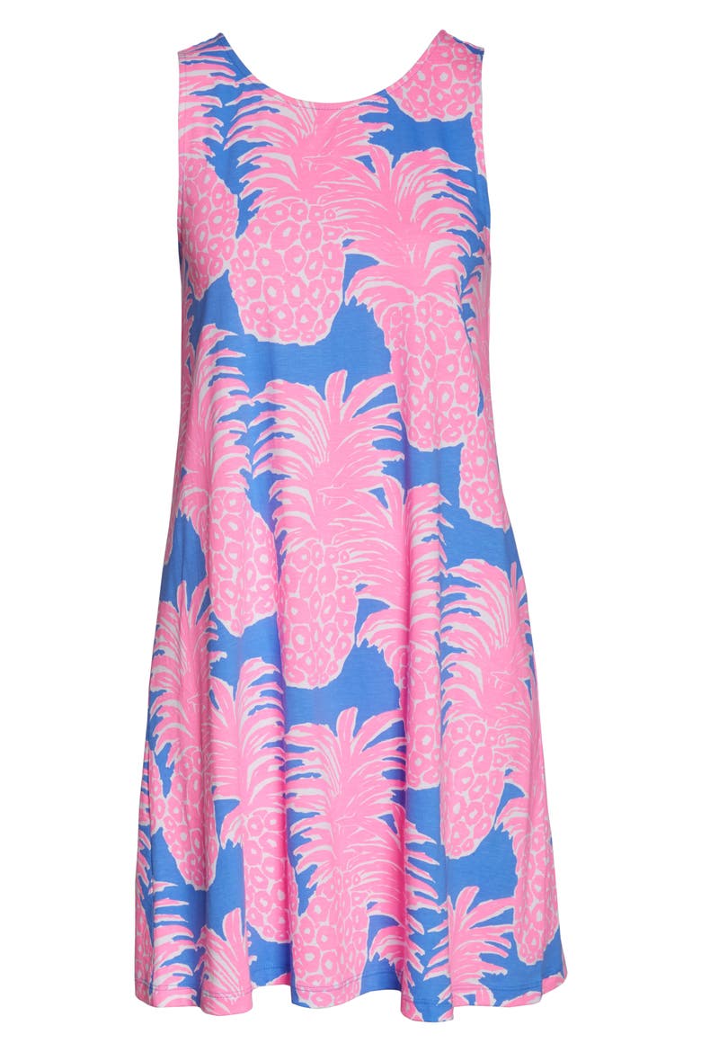 Kristen Pineapple Print Swing Dress, Alternate, color, BLUE HAVEN LITTLE FLAMENCO