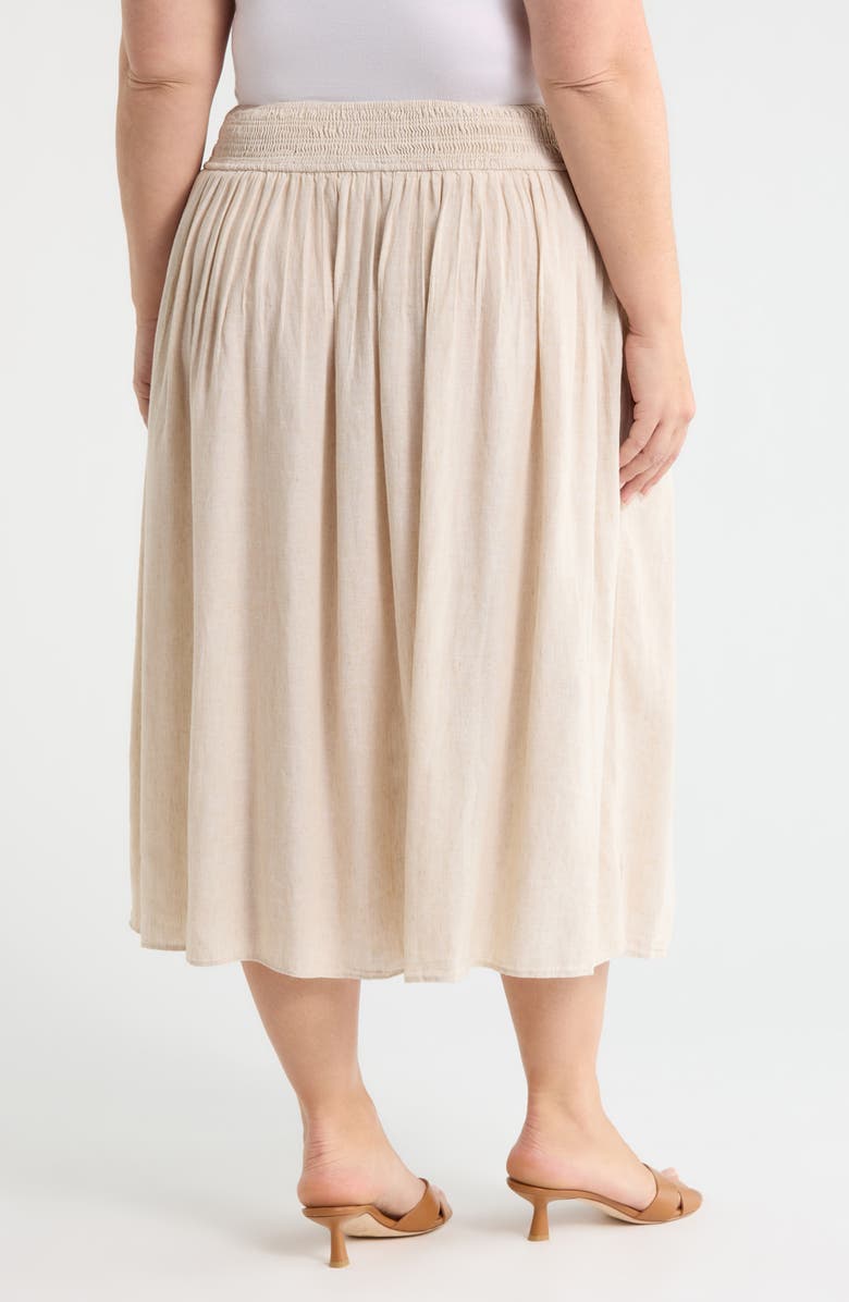 Caslon<sup>®</sup> Pleated Linen Blend Midi Skirt, Alternate, color, Flax
