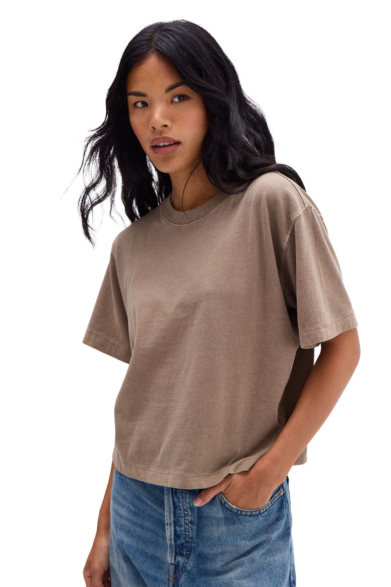 The Relaxed Crop Tee, Main, color, Warm Grey