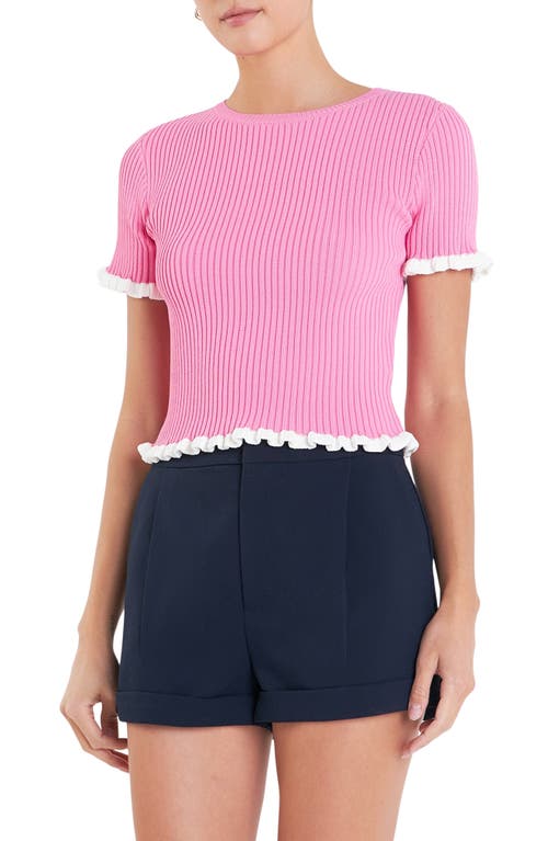 English Factory Top In Pink/white