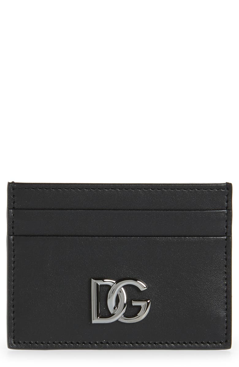 Dolce&Gabbana Logo Calfskin Card Case, Main, color,