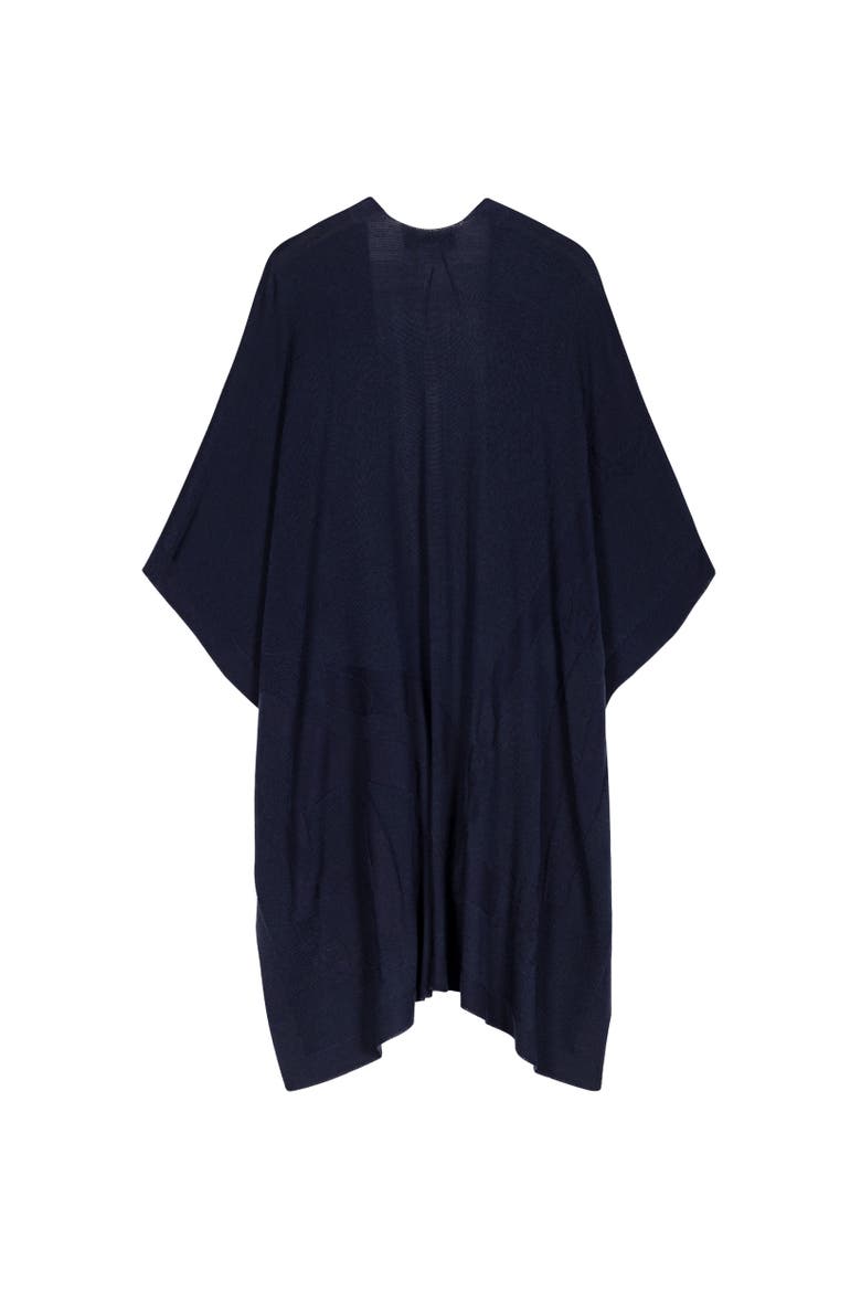 Matte Shine Belting Ruana, Alternate, color, Refined Navy