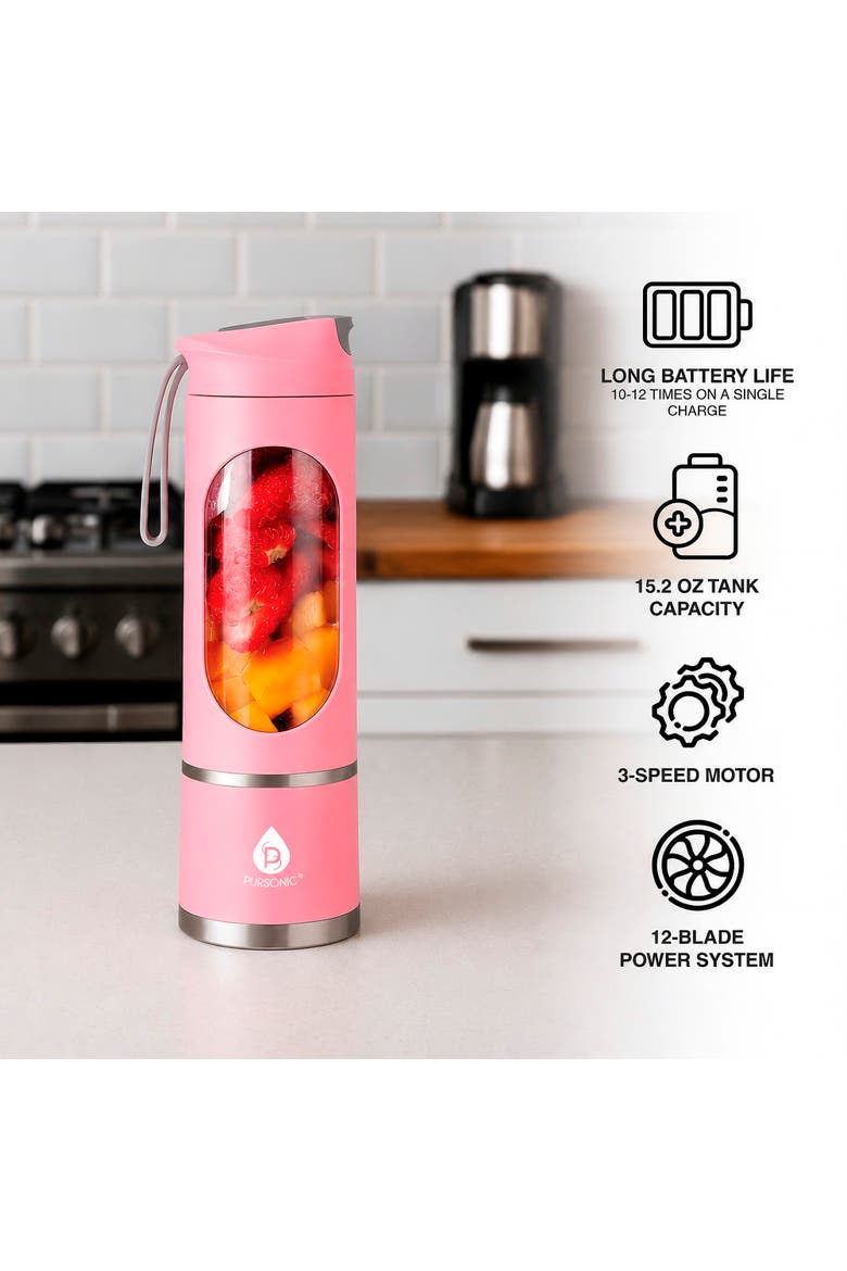 USB Portable Juicer & Blender Cup, Alternate, color, Pink