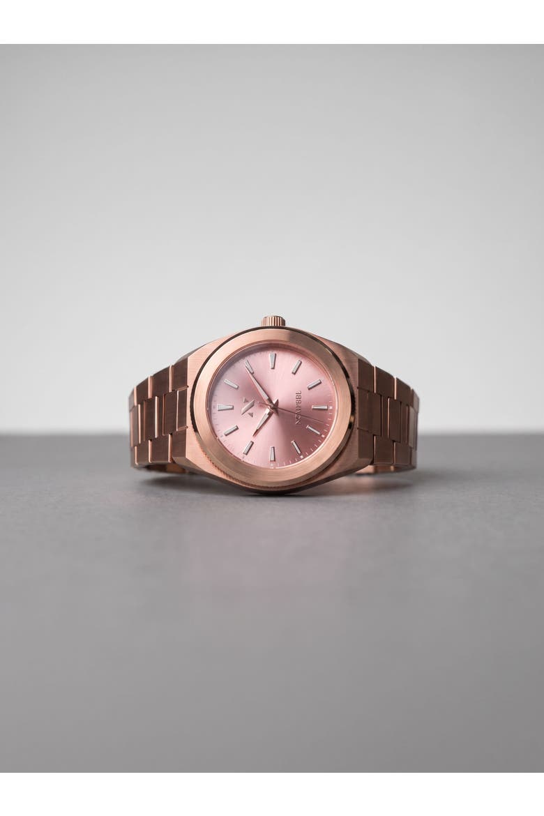 Elevate Link Rosé Swiss Quartz Bracelet Watch, 42MM, Main, color, Muted Rose Gold/