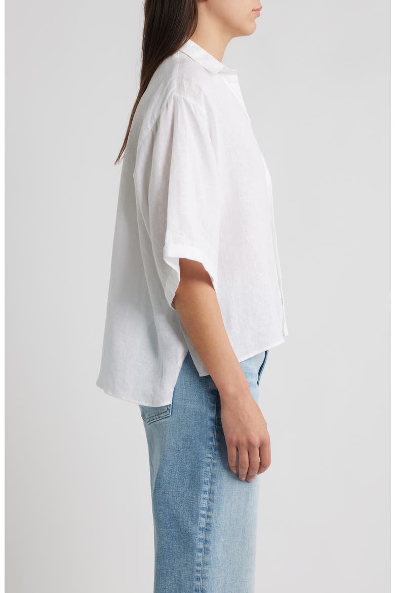 Short Sleeve Linen Button-Up Shirt, Alternate, color, WHL