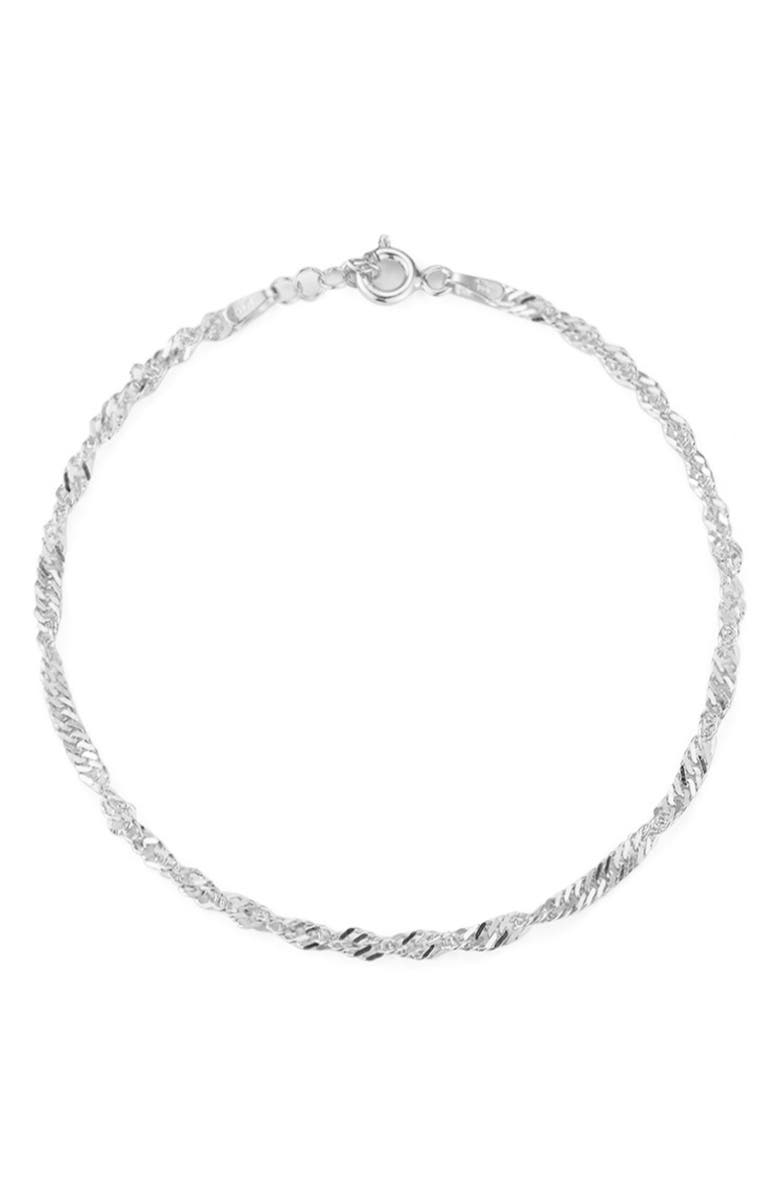 GLAZE JEWELRY Singapore Chain Bracelet, Main, color, Silver