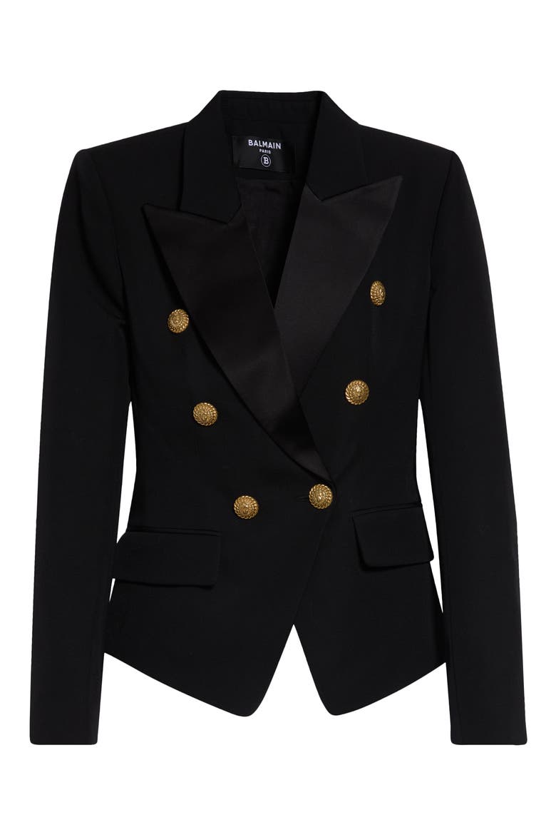 Double Breasted Grain de Poudre Wool Blazer, Main, color, EAP BLACK/ BLACK