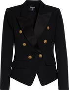 Balmain Double Breasted Grain de Poudre Wool Blazer